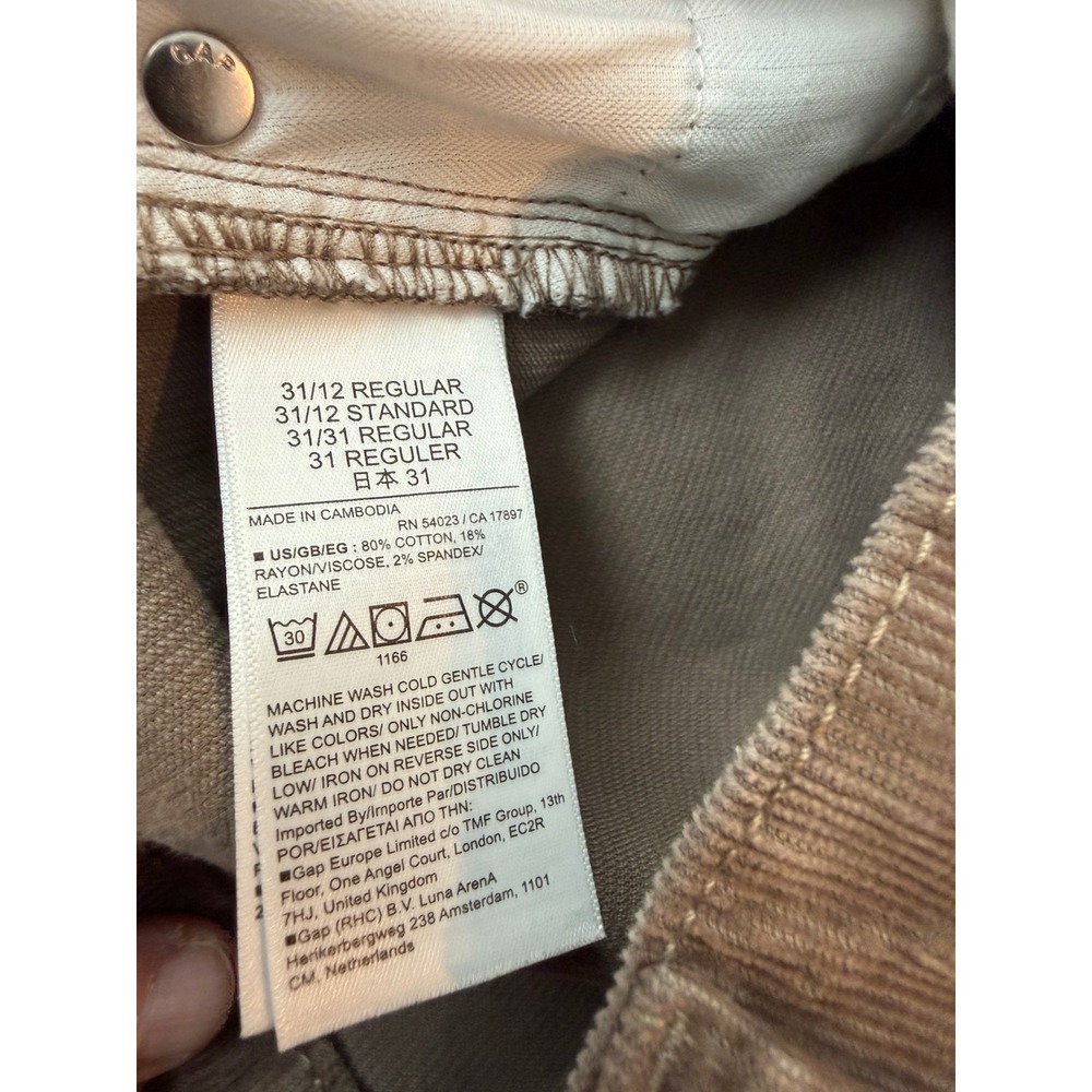 Gap 90s Straight High Rise Corduroy Pants Plymouth Rock Brown 31/12R 484873-00 - Picture 6 of 9
